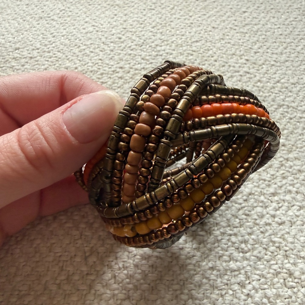Handmade Multi-Strand Beaded Boho Bracelet – Earth Tones - Picture 5 of 5